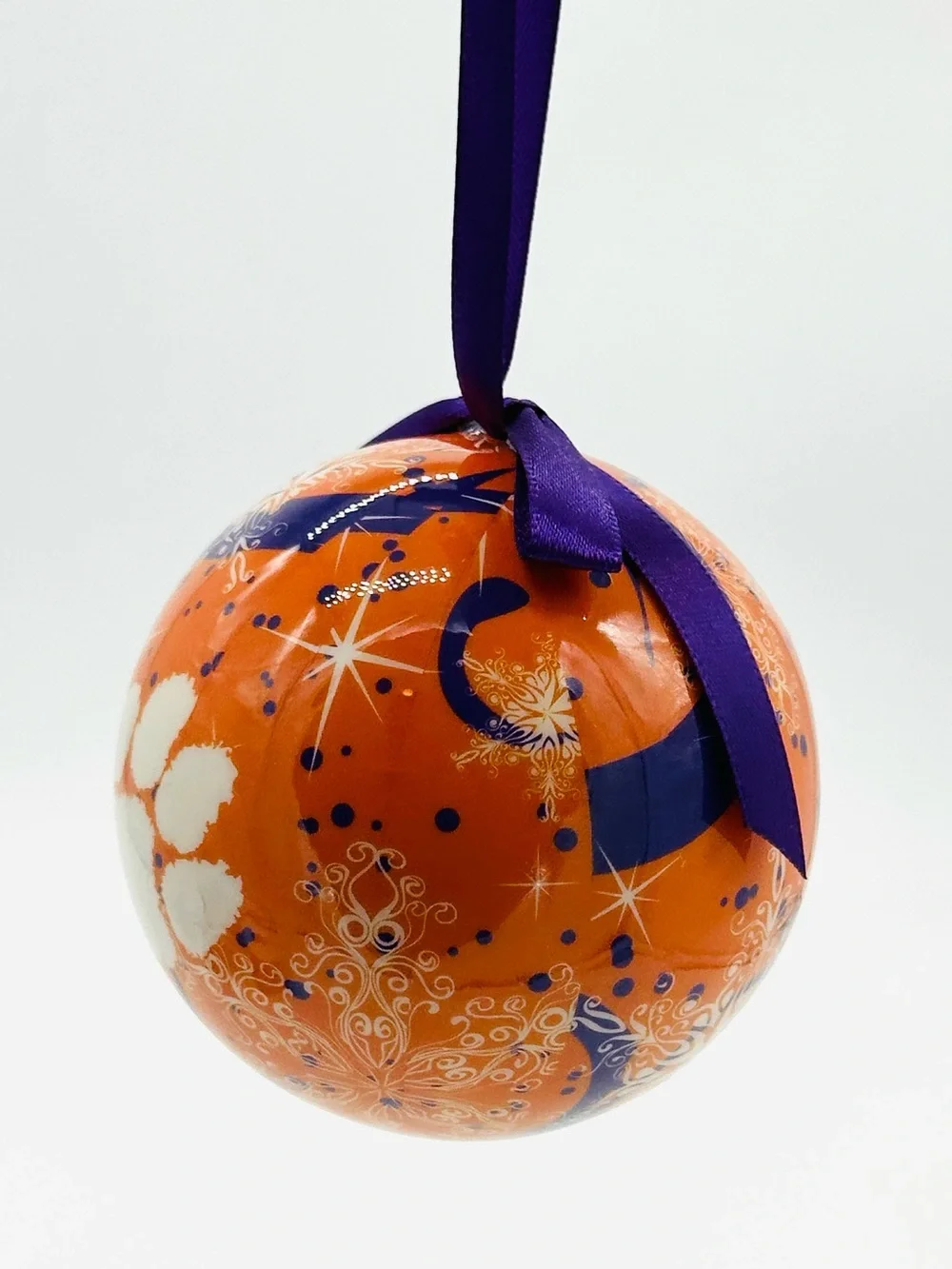 Clemson Tigers NCAA Official Orange Paw Print Christmas Ball Ornament Holiday